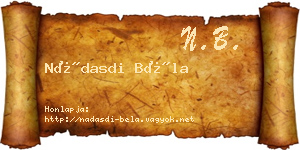 Nádasdi Béla névjegykártya